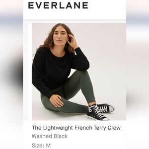 Everlane lightweight french terry crew in black, size m
